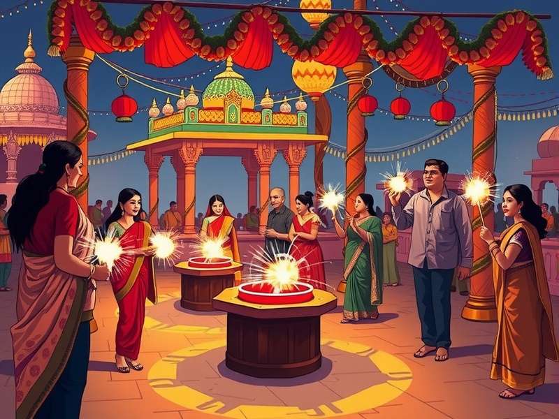 Vintage illustration of ancient Indians playing a Navratri-inspired game